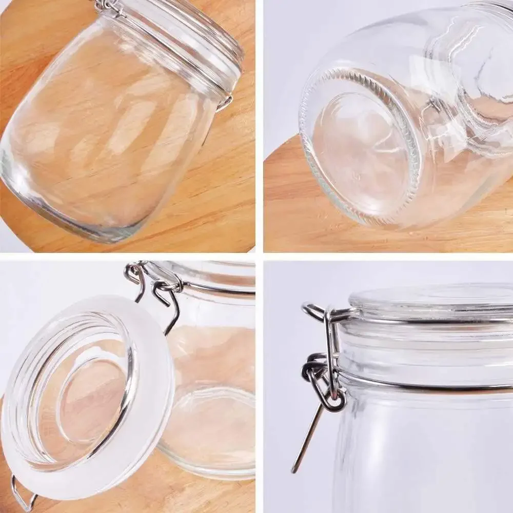 Glass Storage Jars 25Oz 750Ml with Airtight Lids Leak Proof Rubber Gasket